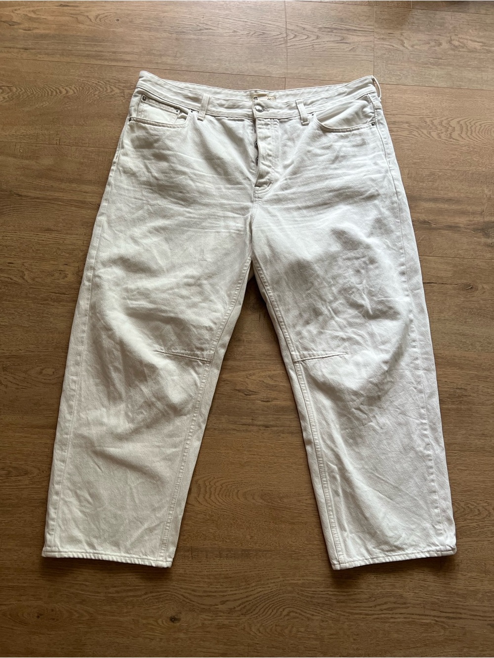 Madewell cream darted barrel jean